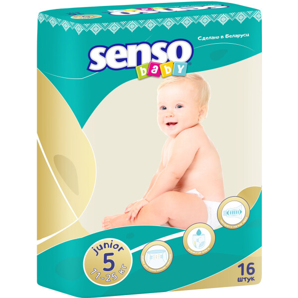 

Подгузники Senso Baby юниор,размер 5, 11-25 кг, 16 шт (4810703000285)