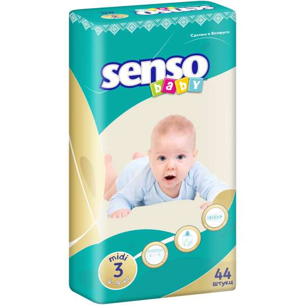 

Подгузники Senso Baby миди,размер 3, 4-9 кг, 44 шт (4810703000230)