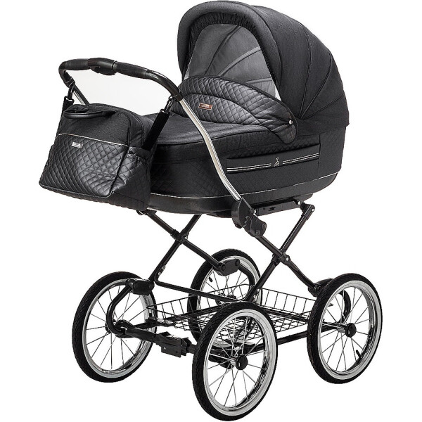 

универсальная 2 в 1 классическая Roan Marita Prestige (14 черные колеса, черная рама) P231 графит - графитовая (кожа) перламутр