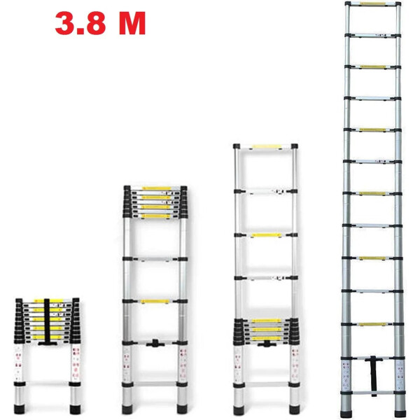 

Лестница алюминиевая телескопическая Ladder EN 131 3.8 метра 13 ступеней до 150 кг