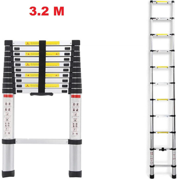 

Лестница алюминиевая телескопическая Ladder EN 131 3.2 метра 11 ступеней до 150 кг