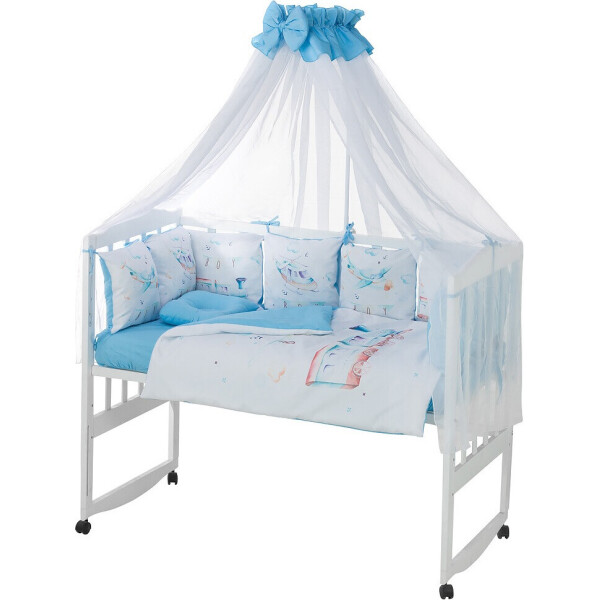 

Детская постель Babyroom Bortiki Print-08 blue train