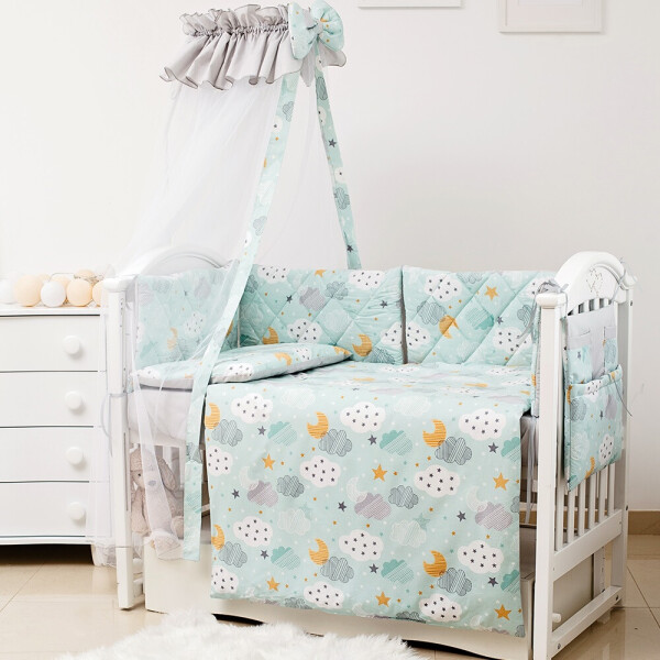 

Постельный комплект 8 эл Twins Premium Glamour 4029-TGС-14 Clouds mint
