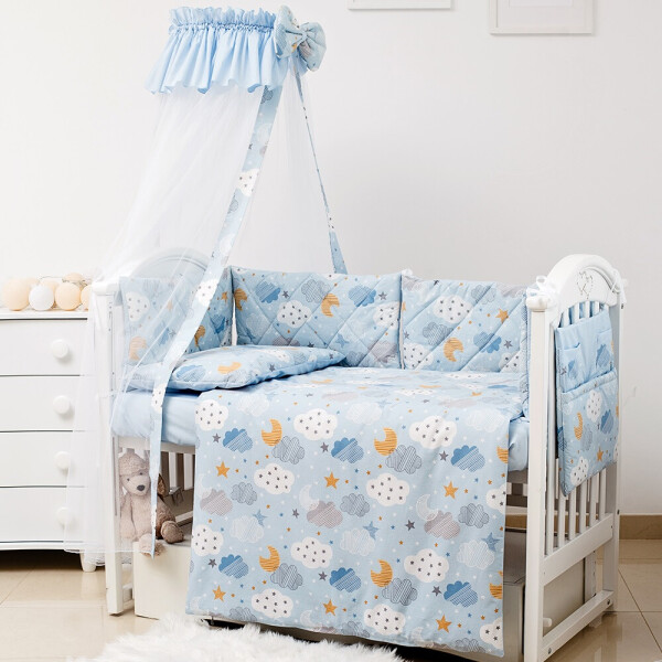

Постельный комплект 8 эл Twins Premium Glamour 4029-TGС-04 Clouds blue