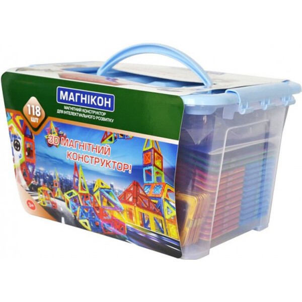 

3D магнитный конструктор МАГНІКОН, 118 дет. Plastic box