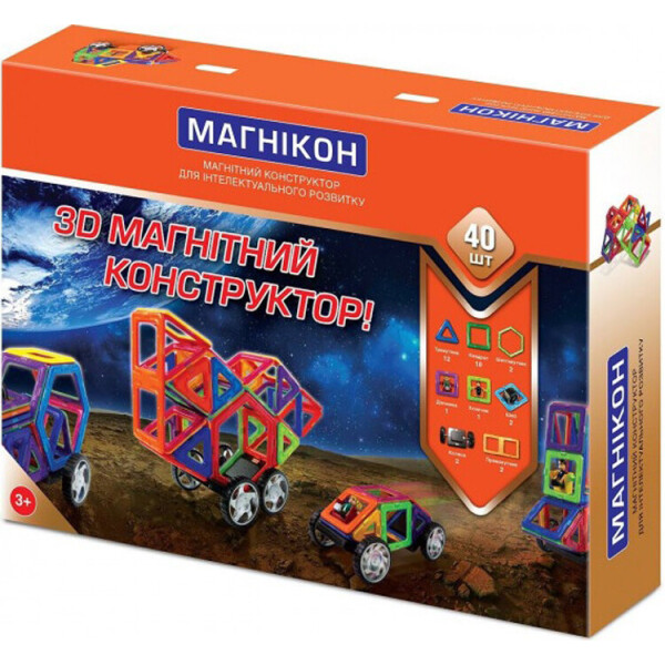 

3D магнитный конструктор МАГНІКОН, 40 дет.