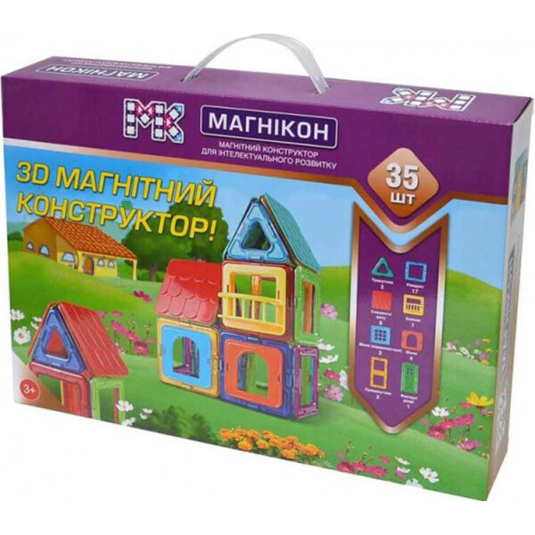 

3D магнитный конструктор МАГНІКОН, 35 дет.