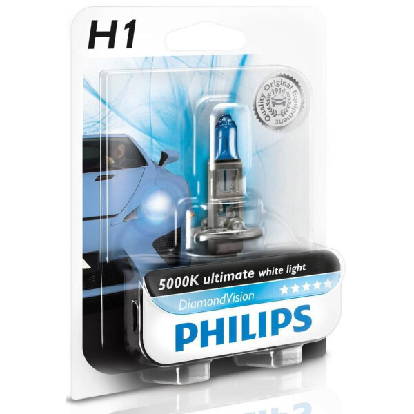 

Лампа галогенова Philips H1 Diamond Vision, 5000K, 12258DVB1