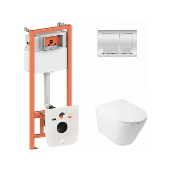 

Набор Qtap Инсталляция 3 В 1 Nest Qt0133M425 С Панелью Смыва Квадратной Qt0111M06028Crm + Унитаз С Сиденьем Swan Qt16335178W