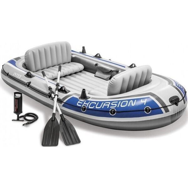 

Четырехместная моторно-гребная надувная лодка Intex Excursion 4 Set Original, 315х165х43 см, с веслами и насосом, серая (int-68324)