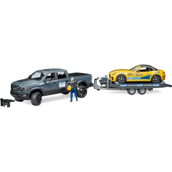 

Джип BRUDER Dodge RAM 2500 с прицепом-эвакуатором и родстером (02504)
