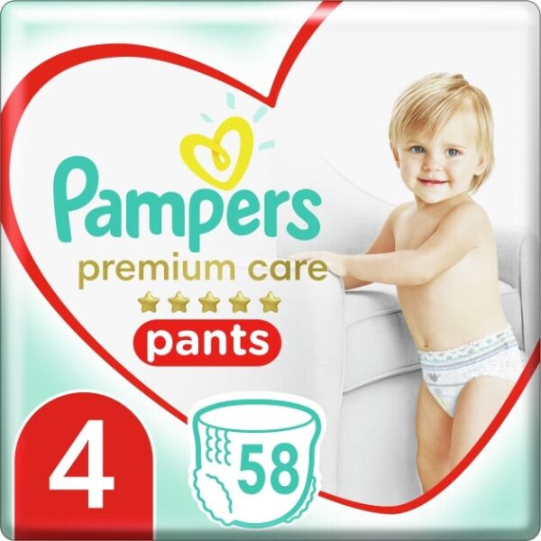 

Подгузники-трусики Pampers Premium Care Pants размер 4, 9-15 кг, 58 шт (8001090759993)