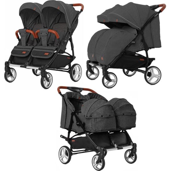 

Коляска прогулочная CARRELLO Connect CRL-5502/1 Serious Black для двойни, c переноск +дождев /1/ MOQ