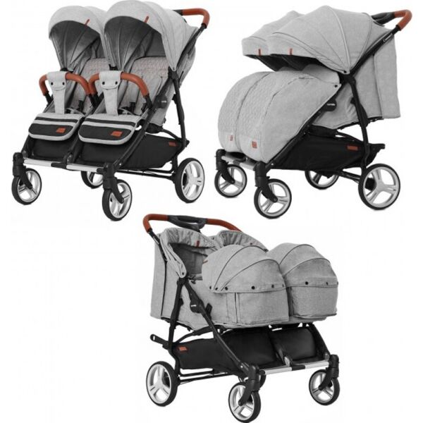 

Коляска прогулочная CARRELLO Connect CRL-5502/1 Rock Gray для двойни, c переноской +дождевик /1/ MOQ