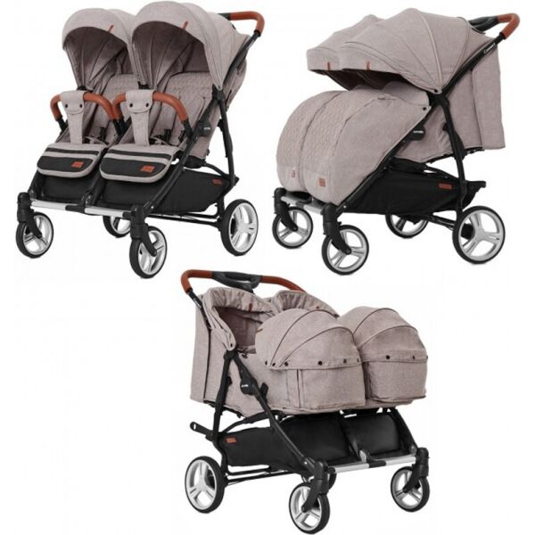 

Коляска прогулочная CARRELLO Connect CRL-5502/1 Cotton Beige для двойни, c переноск +дождев /1/ MOQ
