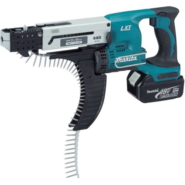 

Шуруповерт магазинный Makita DFR550RFE 22-55мм LXT, 18В, 3Ач х 2шт, DC18RС, кейс
