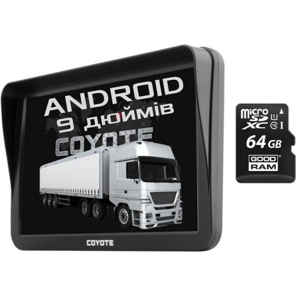 

GPS Навигатор 9 дюймов COYOTE 1050 Master PRO 1gb 16gb на Андроид GPS с Wifi для грузовиков и больших автомобилей + Карта памяти 64GB