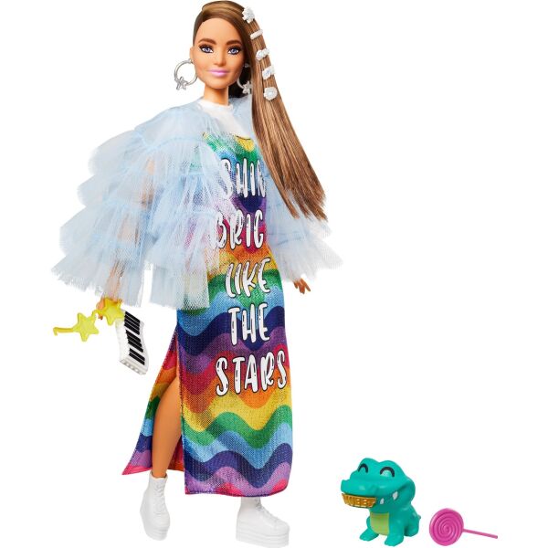 

Кукла Barbie серии Extra в длинном радужном платье (GYJ78)
