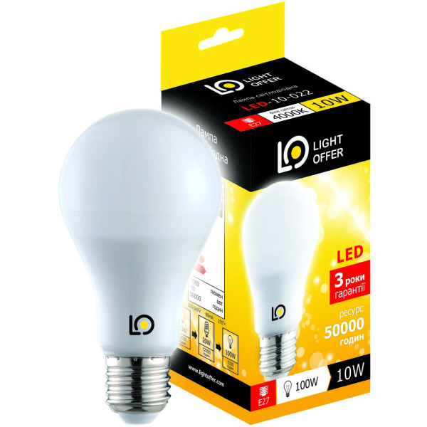 

Лампа светодиодная Light Offer A60 10W E27 4000K 1080 (LЕD-10-022)