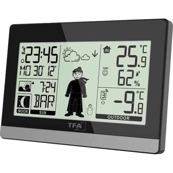 

Метеостанция TFA "Weather Boy" черная 145х39х97 мм (35115901)