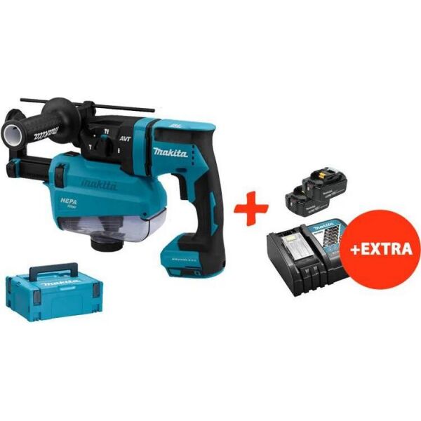 

Аккумуляторный бесщеточный перфоратор Makita DHR182ZWJ+быстрозарядное ЗУ+2 акк.18V 5 Ah+DX05+кейс Makpac