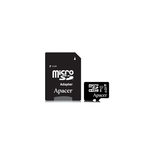 

Карта памяти Apacer microSDHC UHS-I 16GB сlass10+SD (AP16GMCSH10U1-R)