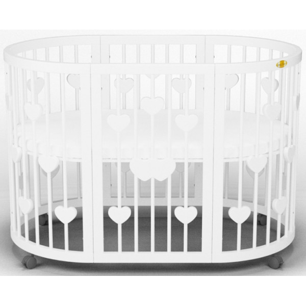 

Детская кроватка IngVart Baggybed Round Сердечки декор белый (8321)