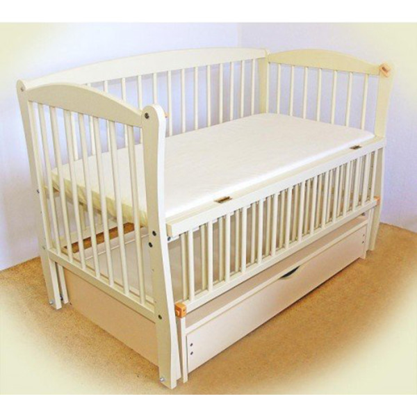 

Детская кроватка Twins (ТМ Дубок) Элит шарнир/ящик подшипник откидной бортик слоновая кость