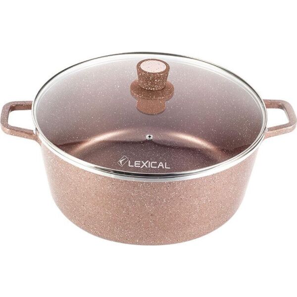 

Кастрюля с крышкой LEXICAL LM-010212-5 LORD Marble Casserole с антипригарным покрытием 36 см золотая D