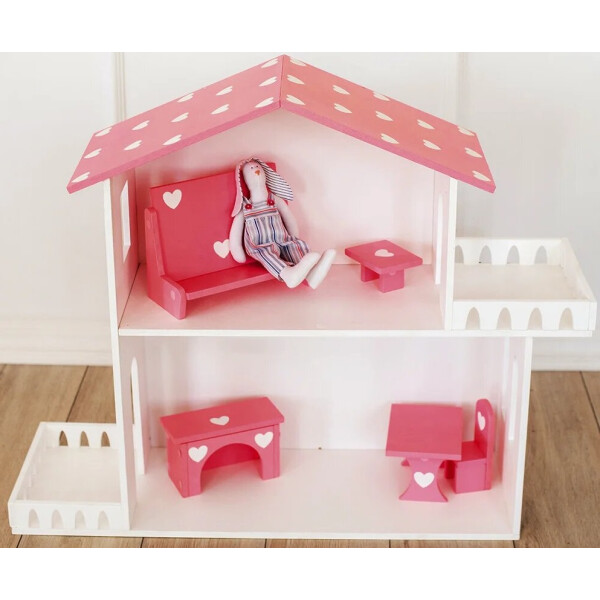 

Кукольный Домик KiddyRoom 2 этажа Белый с розовым