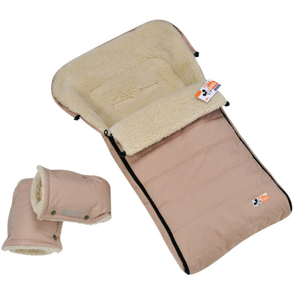 

Детский зимний конверт чехол For Kids на овчине с рукавичками Mini бежевый