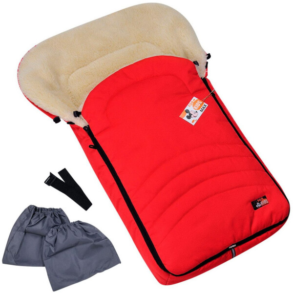 

Детский зимний конверт чехол For Kids на овчине с бахилами в коляску Maxi красный