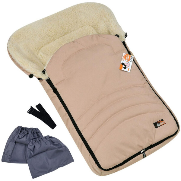 

Детский зимний конверт чехол For Kids на овчине с бахилами в коляску Maxi бежевый