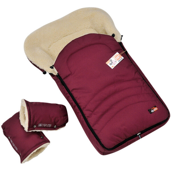 

Детский зимний конверт чехол For Kids на овчине с рукавичками и бахилами Maxi бордовый