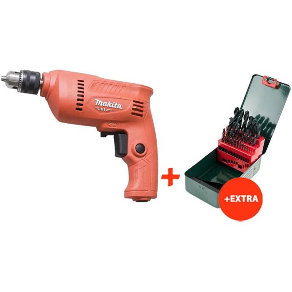 

Дрель безударная Makita M0600 + набор сверл по металлу HSS-R Promotion (19 шт.) (M0600X)