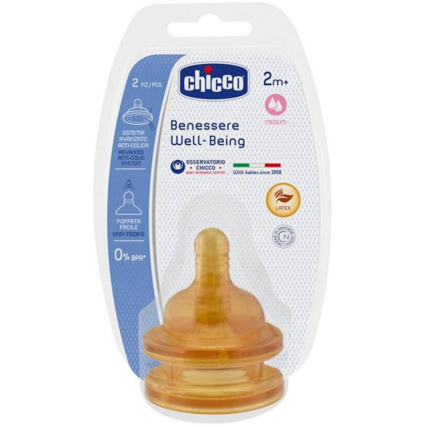 

Латексная соска Chicco Well-Being средний поток 2м + 2 шт. (20822.20)
