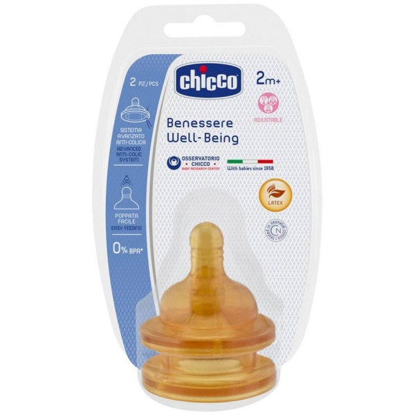

Латексная соска Chicco Well-Being регулируемый поток 2м + 2 шт. (20832.20)