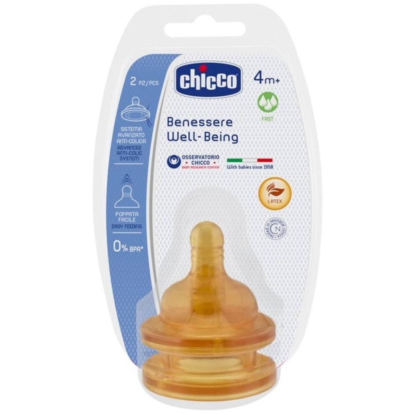 

Латексная соска Chicco Well-Being быстрый поток 4м + 2 шт. (20844.20)