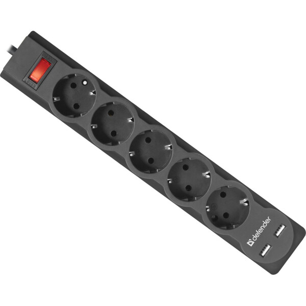 

Сетевой фильтр Defender DFS 753 3м, 5 розеток, 2xUSB (99753)