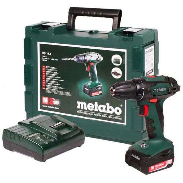 

Аккумуляторная дрель-шуруповерт Metabo BS 14,4 В + 1 акб 14.4 V 2 Ah + з/у SC 60 Plus + кейс (602206510)