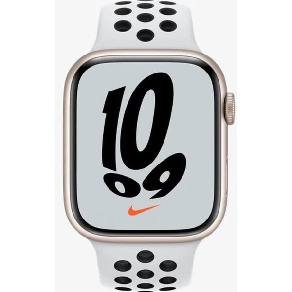 

Apple Watch Nike Series 7 GPS 45mm Starlight Aluminium Case with Pure Platinum/Black Nike Sport Band (MKNA3)