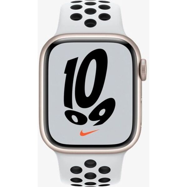 

Apple Watch Nike Series 7 GPS 41mm Starlight Aluminium Case with Pure Platinum/Black Nike Sport Band (MKN33)