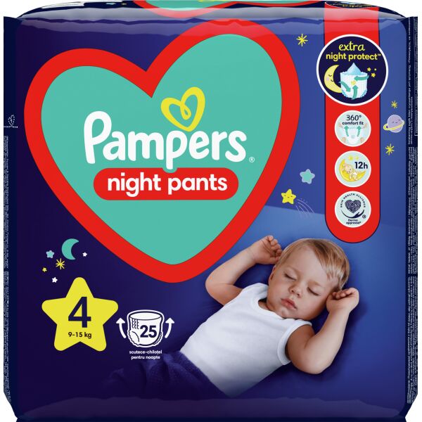 

Подгузники-трусики ночные Pampers Night Pants Размер 4 (9-15 кг), 25 шт (8006540234709)