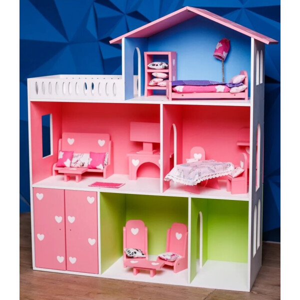 

Кукольный Домик KiddyRoom 3 этажа Цветной