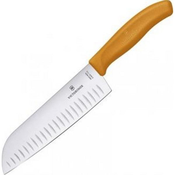 

Кухонный нож Victorinox SwissClassiсСантоку рифленый, оран.