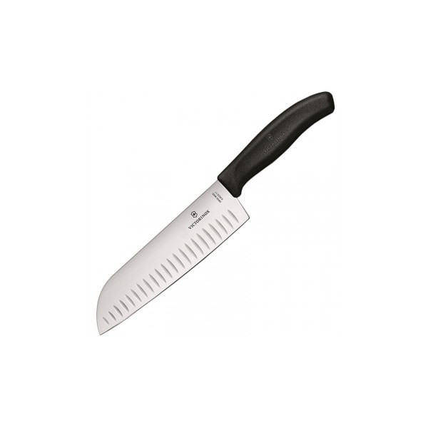 

Кухонный нож Victorinox SwissClassic Сантоку рифленый,черн.