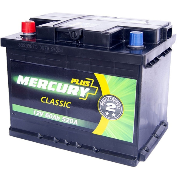 

Автомобильный аккумулятор MERCURY CLASSIC Plus 60Ah (+/-) (520EN) (47278)