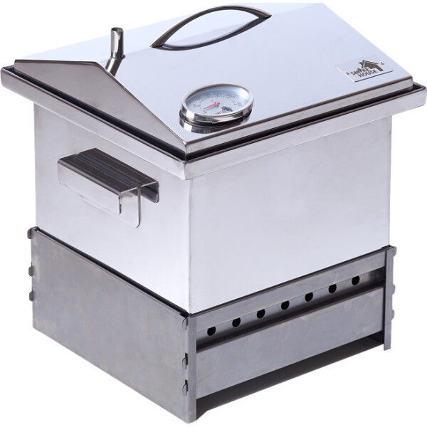 

Коптильня SmokeHouse крышка домиком с термометром из нержавеющей стали 300х300х250