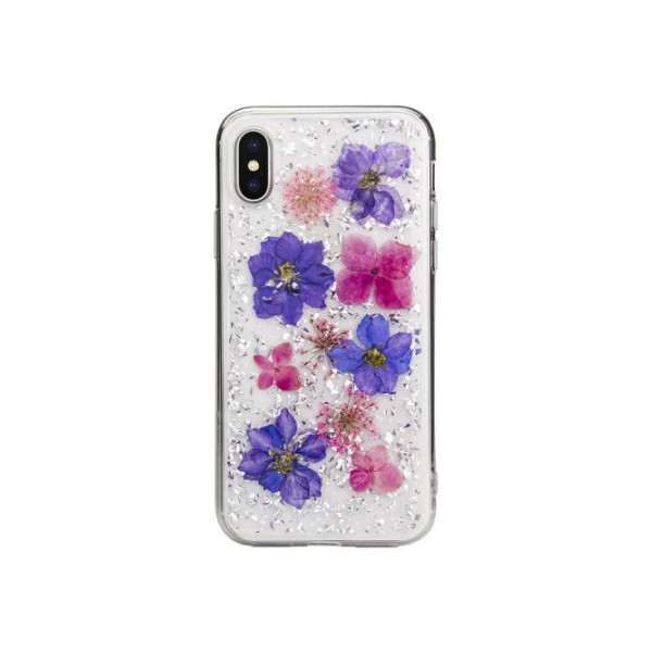 

Чехол SwitchEasy Flash Violet прозрачный с цветами для iPhone X/XS