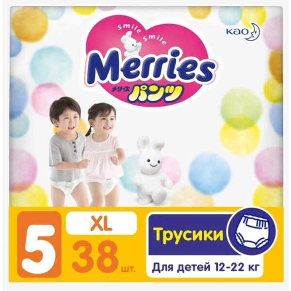

Трусики-подгузники для детей Merries Big 12-22 кг, 38 шт